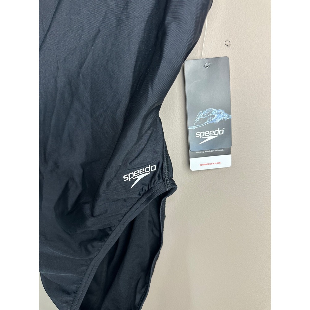 Speedo Pro LT Womens Black One Piece Swimsuit Racerback Athletic Swim Size 12/38 - Picture 3 of 5